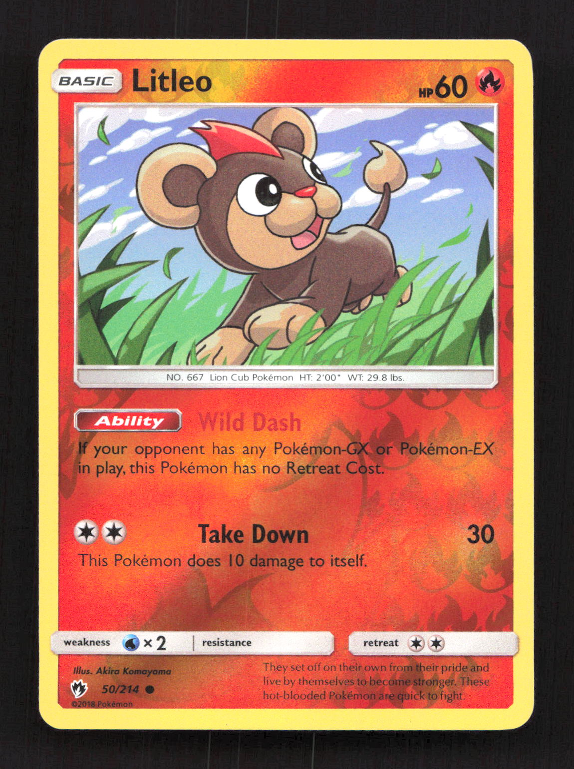 Litleo 50/214 Common Lost Thunder Pokemon Reverse Holo Lightly Played