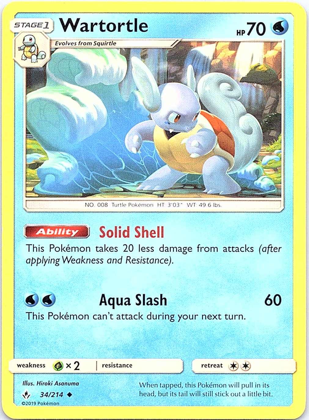 Wartortle 34/214 Uncommon Unbroken Bonds Pokemon Lightly Played