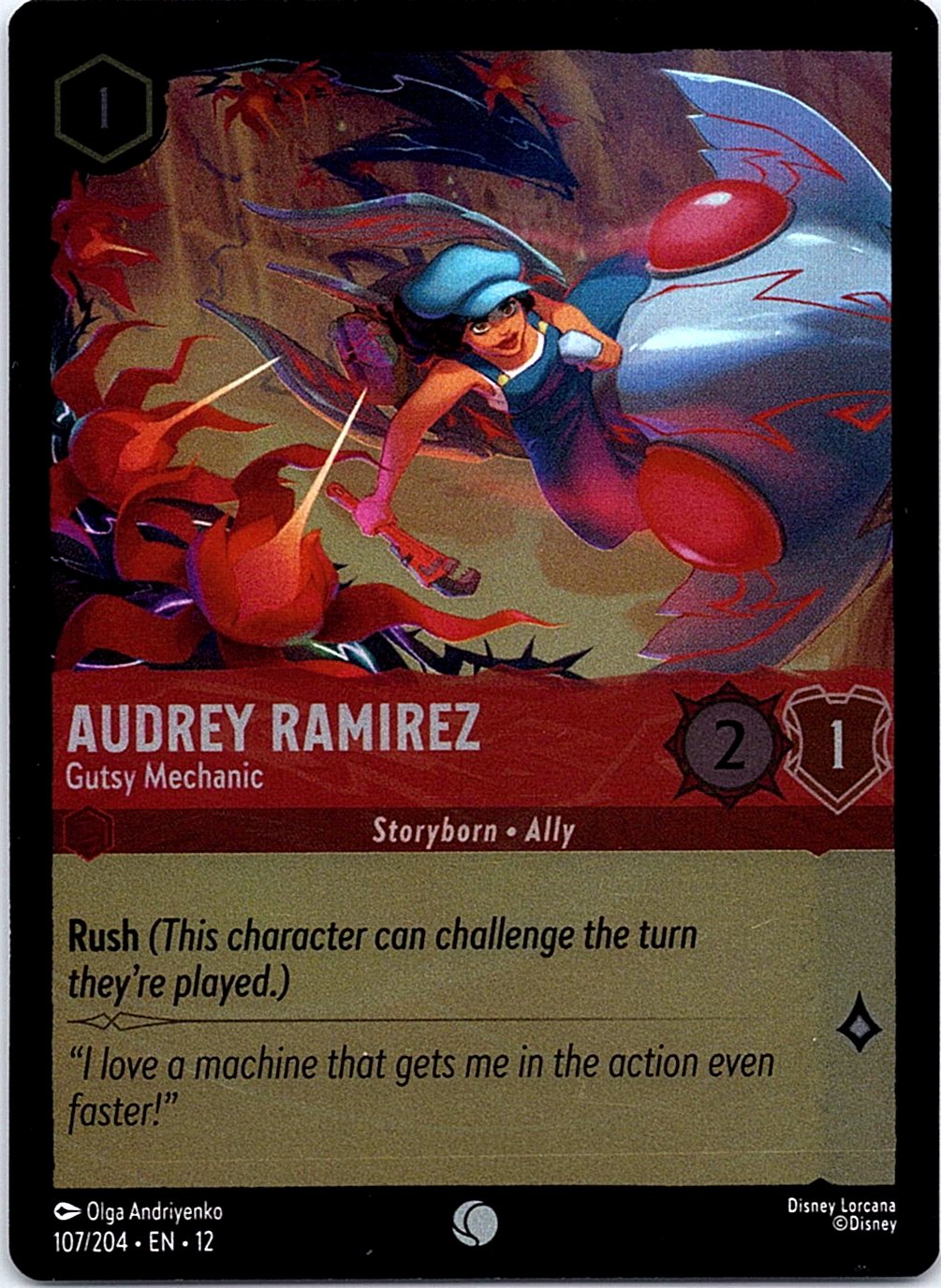 Audrey Ramirez - Gutsy Mechanic 107/204 Wilds Unknown Lorcana Cold Foil NM