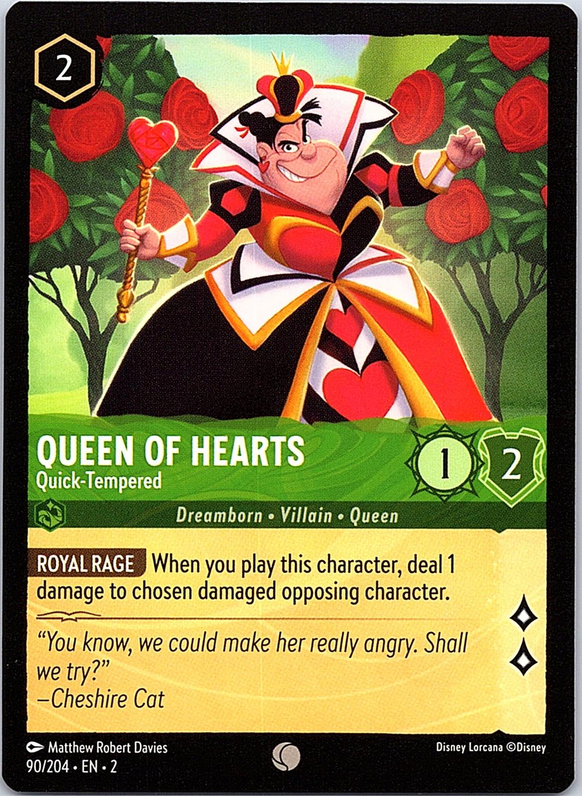 Queen of Hearts - Quick-Tempered 90/204 Common Rise of the Floodborn Lorcana NM