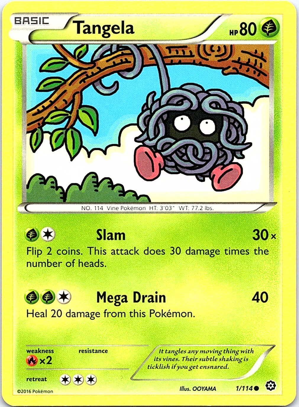 Tangela 1/114 Common Steam Siege Pokemon Moderately Played