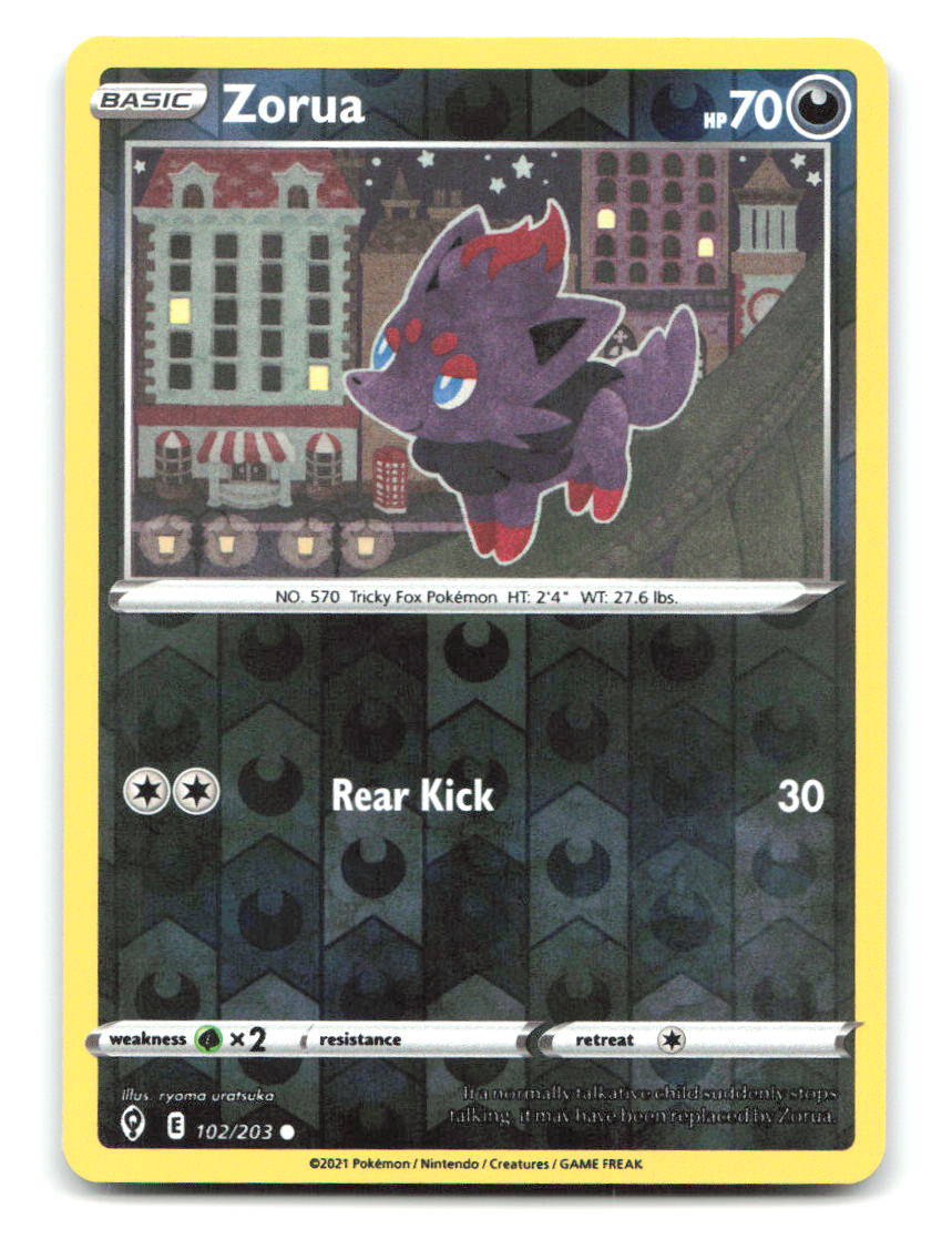 Zorua 102/203 C Evolving Skies Pokemon Reverse Holo NM