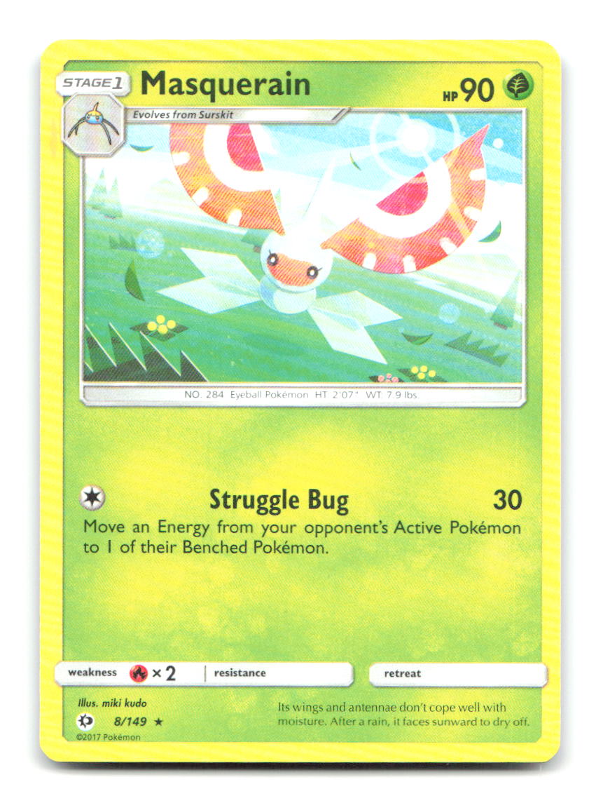 Masquerain 8/149 R SM Base Set Pokemon LP