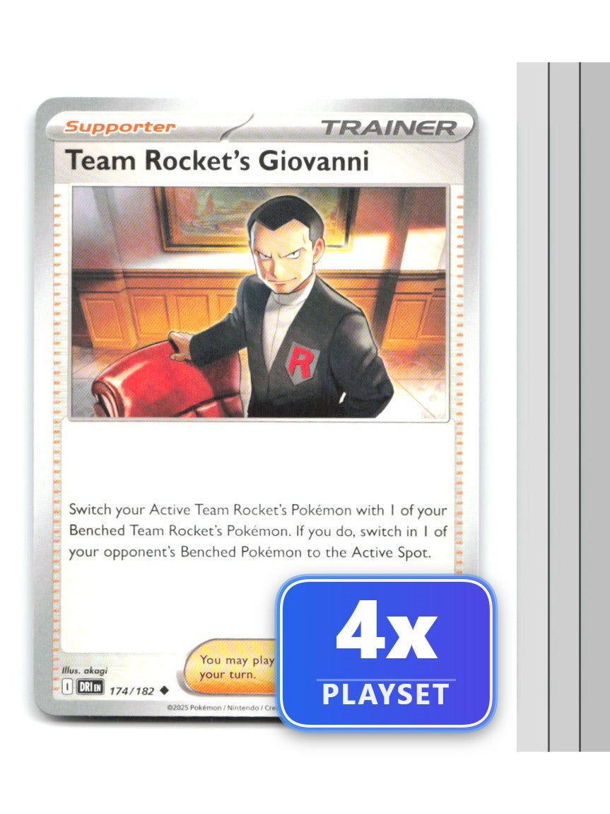 Playset of 4 Team Rocket's Giovanni 174/182 Uncommon Destined Rivals Pokemon NM