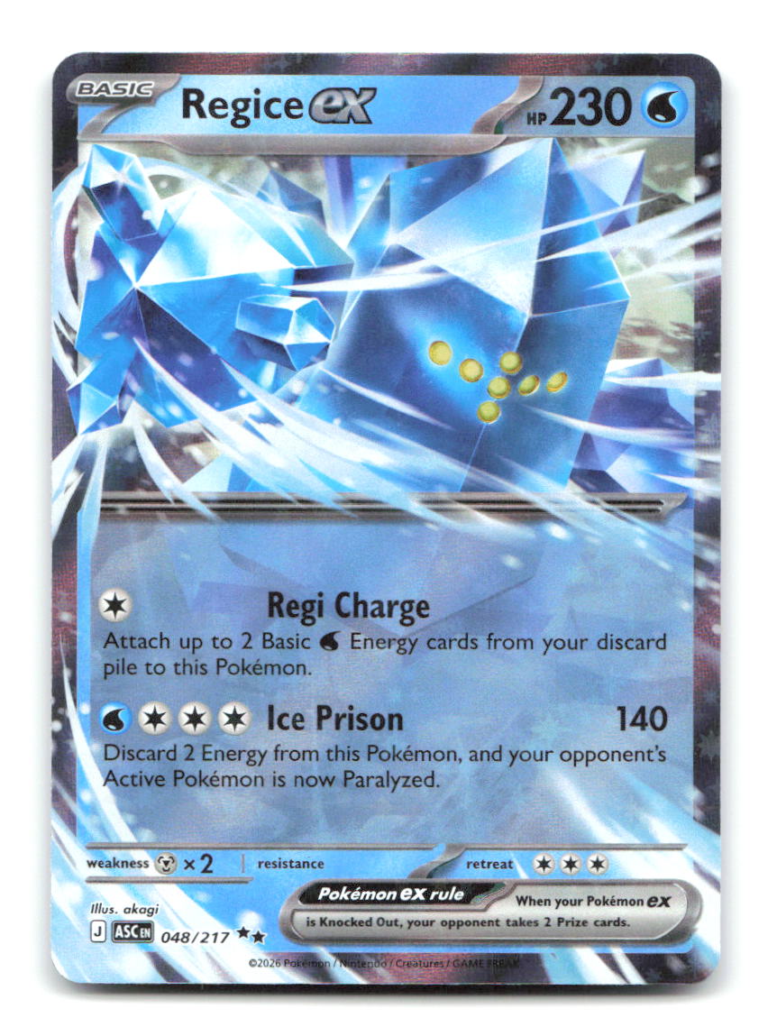 Regice ex 048/217 Double Rare Ascended Heroes Pokemon Holo Near Mint