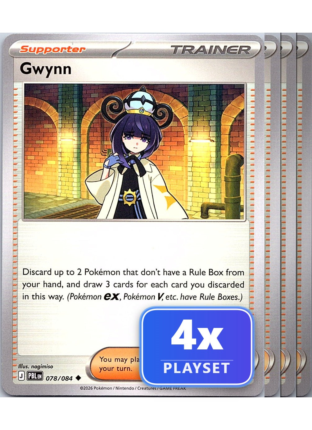 Playset of 4 Gwynn 078/084 Uncommon Pitch Black Pokemon Near Mint