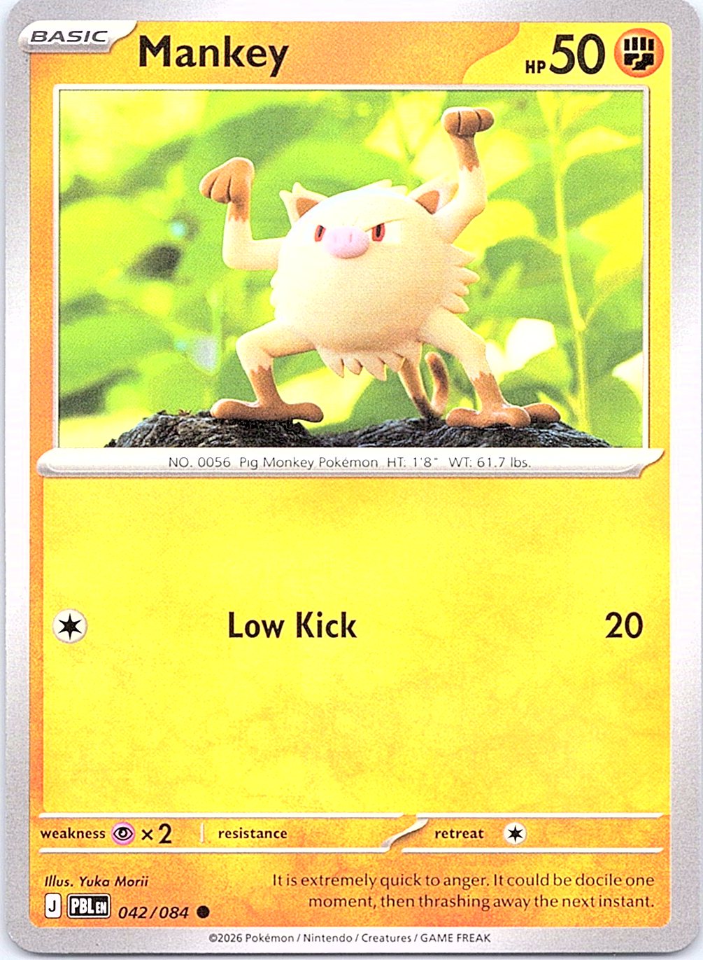 Mankey 042/084 Common Pitch Black Pokemon Near Mint
