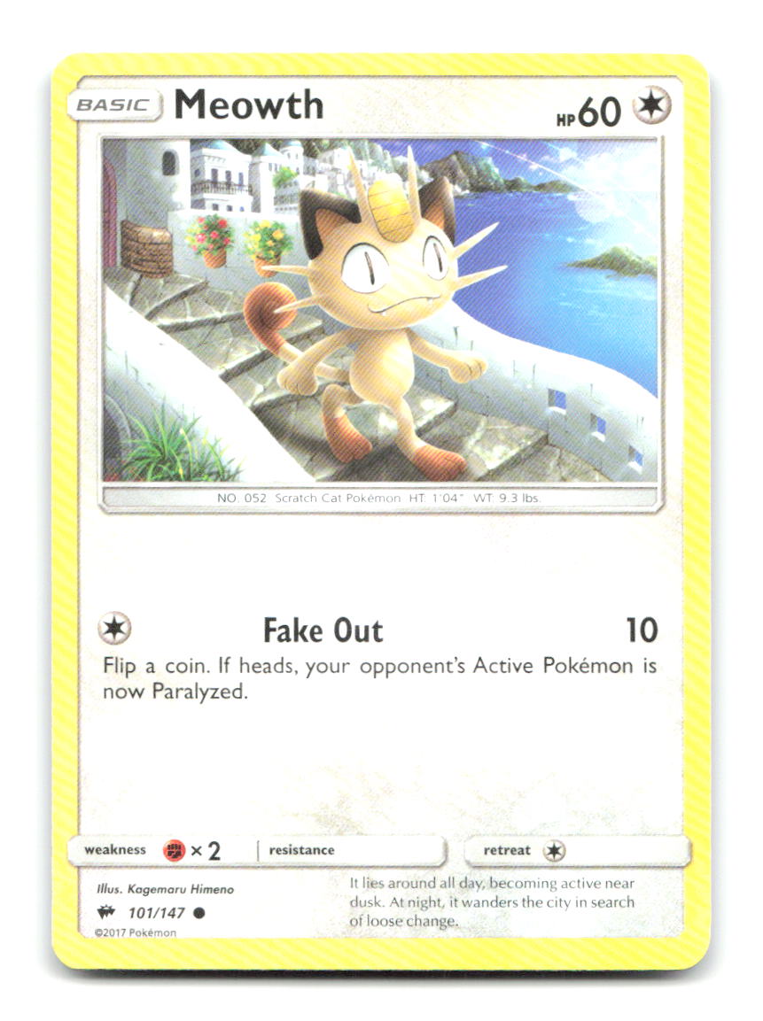 Meowth 101/147 Common Burning Shadows Pokemon Lightly Played