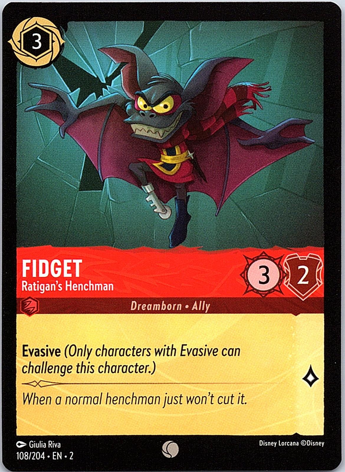 Fidget - Ratigan's Henchman 108/204 Common Rise of the Floodborn Lorcana NM