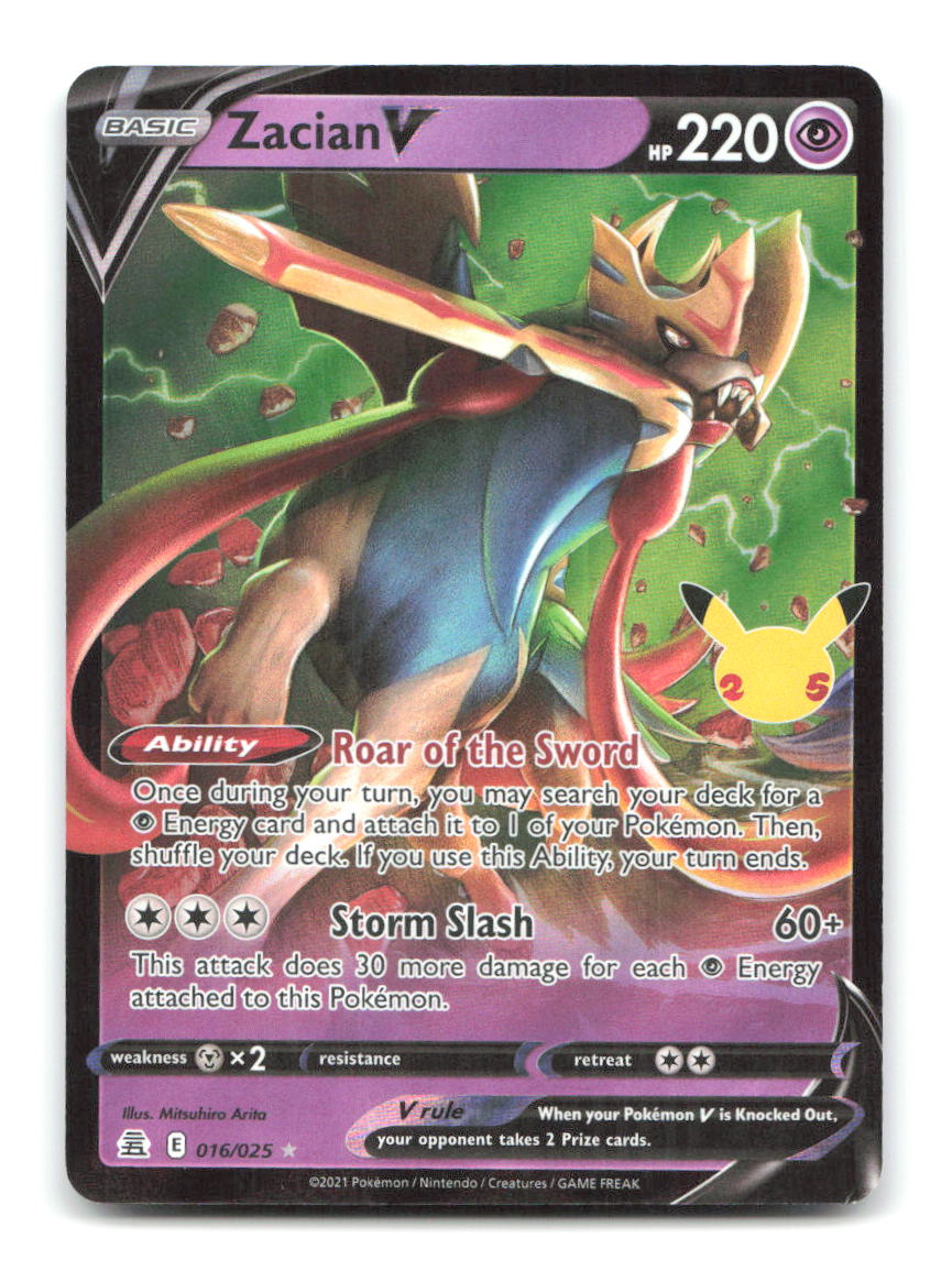 Zacian V 016/025 CEL Pokemon Holo NM