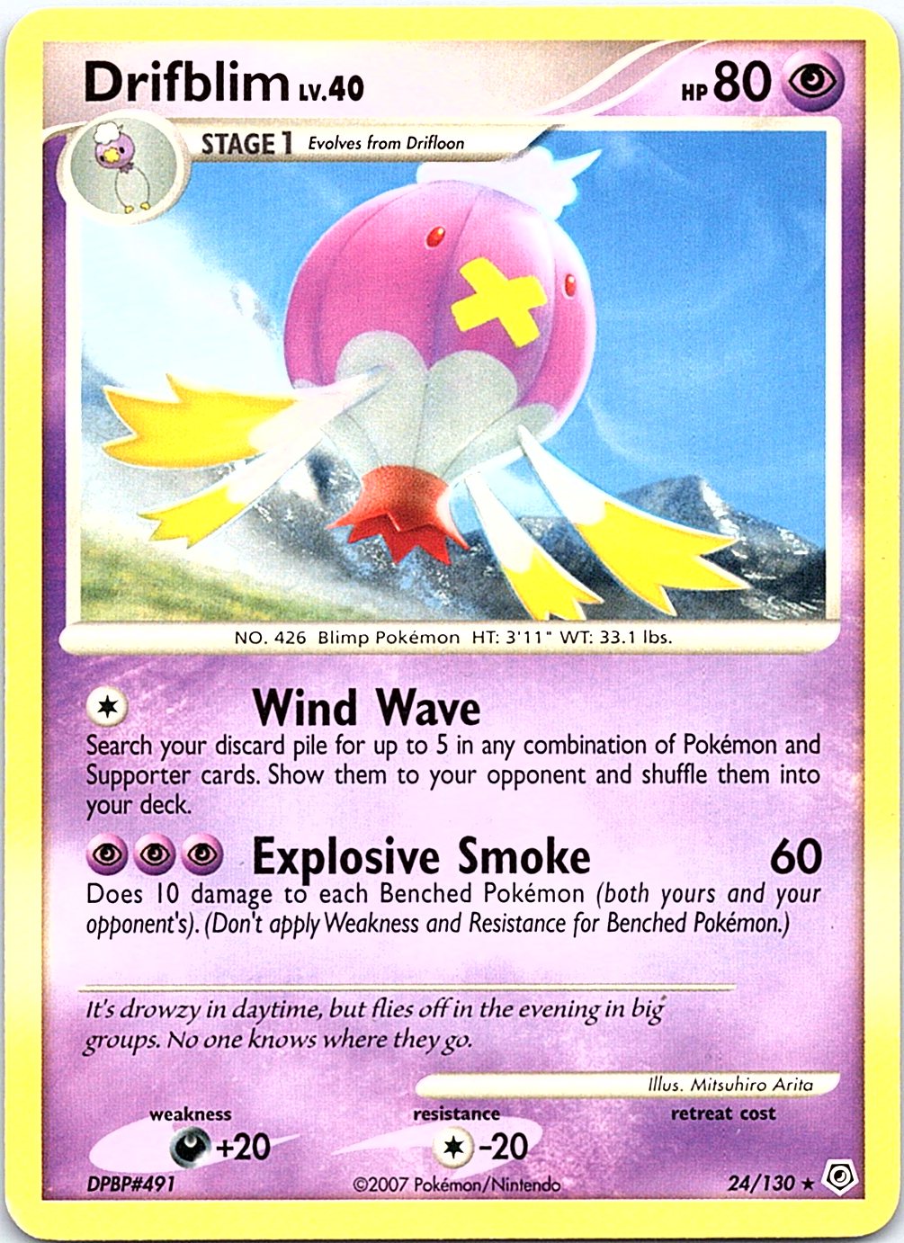 Drifblim 24/130 Rare Diamond & Pearl Pokemon Heavily Played