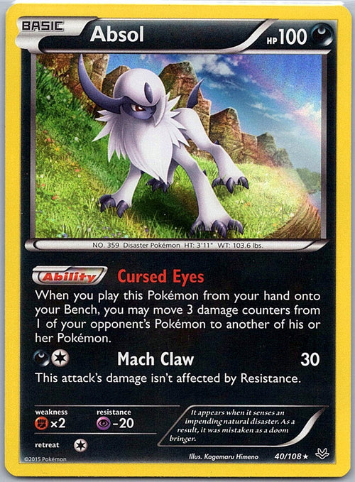 Absol 40/108 Holo Rare Roaring Skies Pokemon Lightly Played