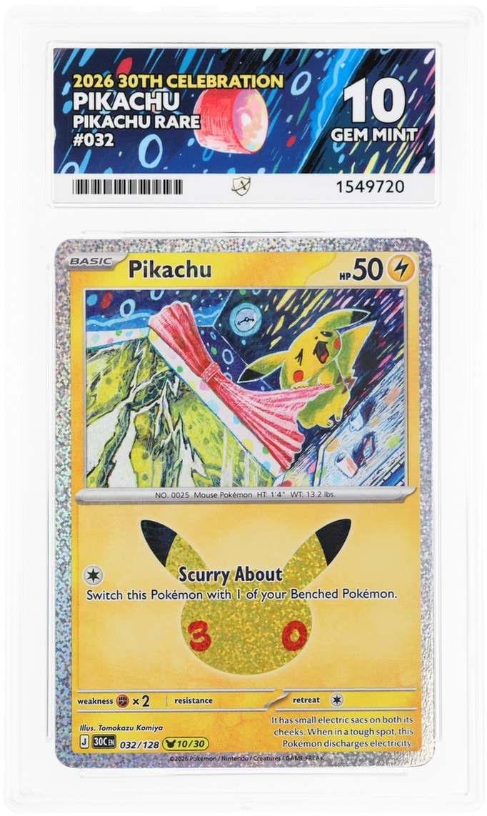ACE 10, Pikachu, Pikachu Rare #032 Graded card
