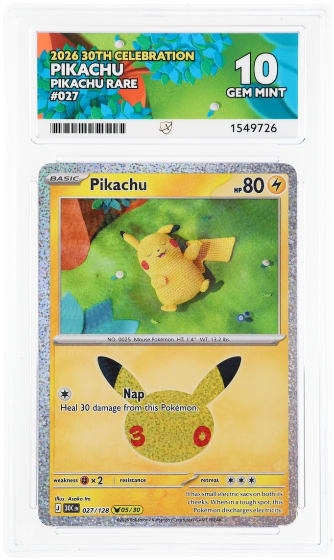 ACE 10, Gem mint Pikachu #027 Graded Card.