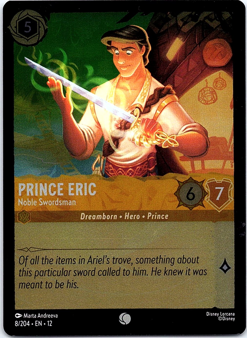 Prince Eric - Noble Swordsman 8/204 Common Wilds Unknown Lorcana Cold Foil NM
