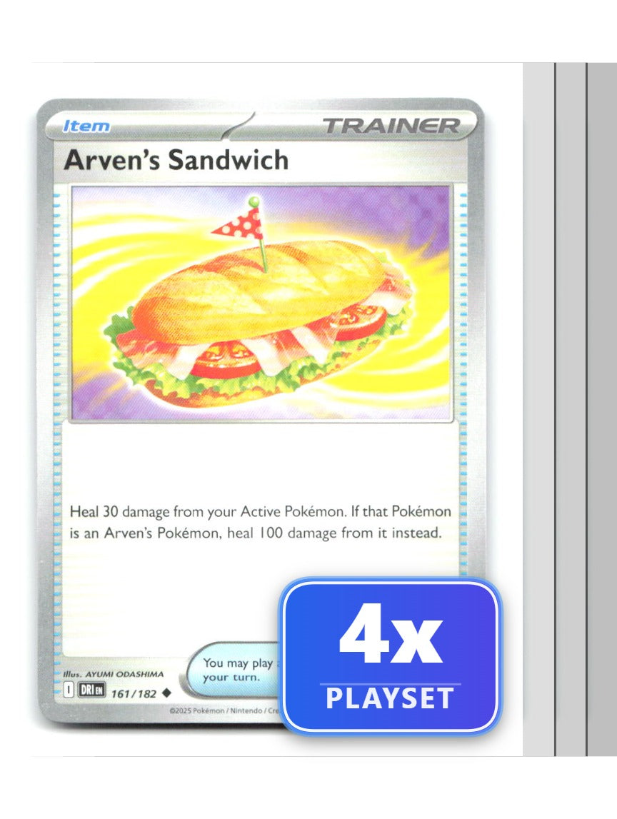 Playset of 4 Arven's Sandwich 161/182 Uncommon Destined Rivals Pokemon Near Mint