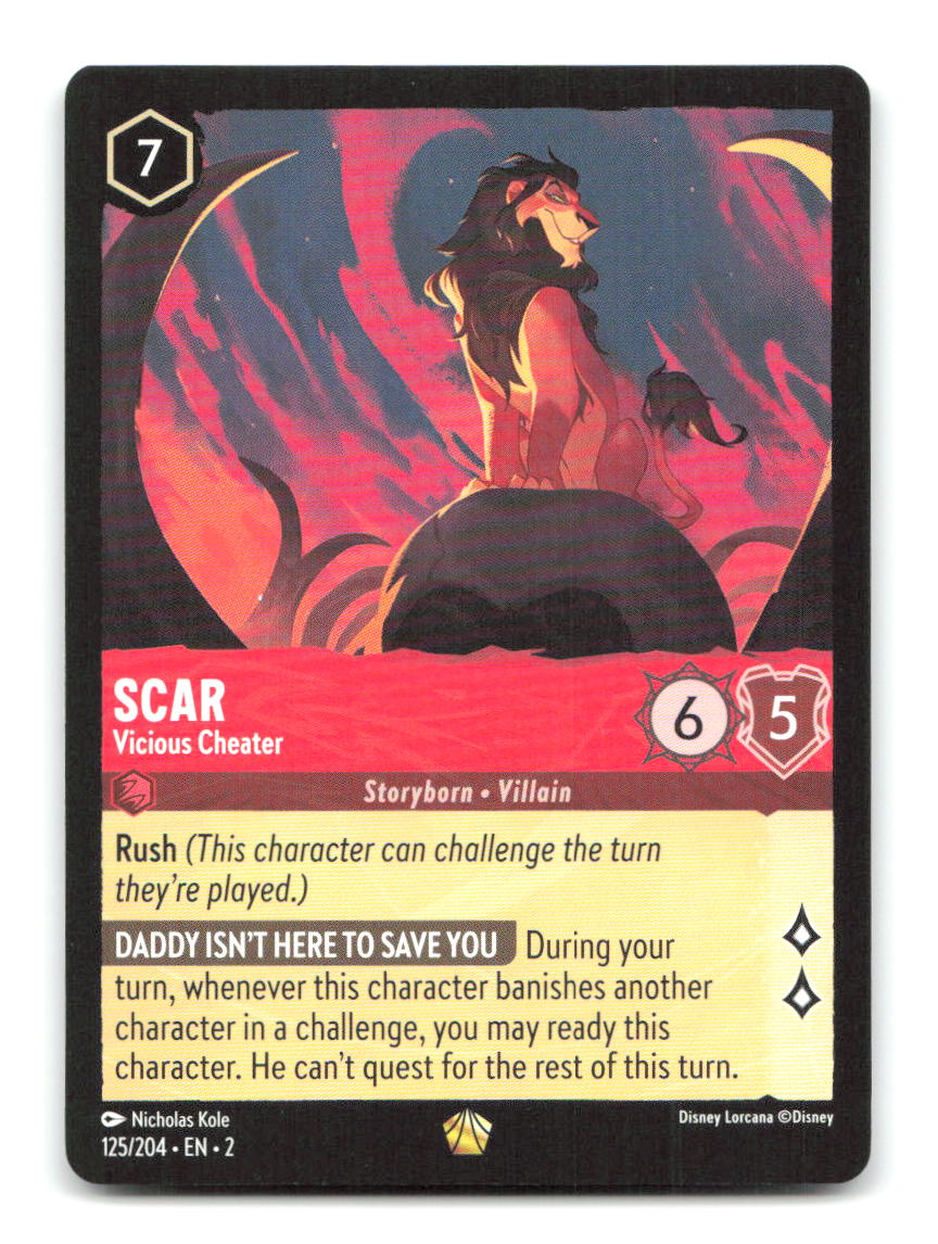 Scar - Vicious Cheater 125/204 2 Lorcana NM