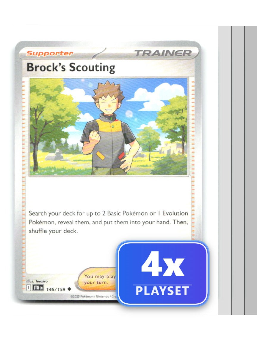 Playset of 4 Brock's Scouting 146/159 Uncommon Journey Together Pokemon NM