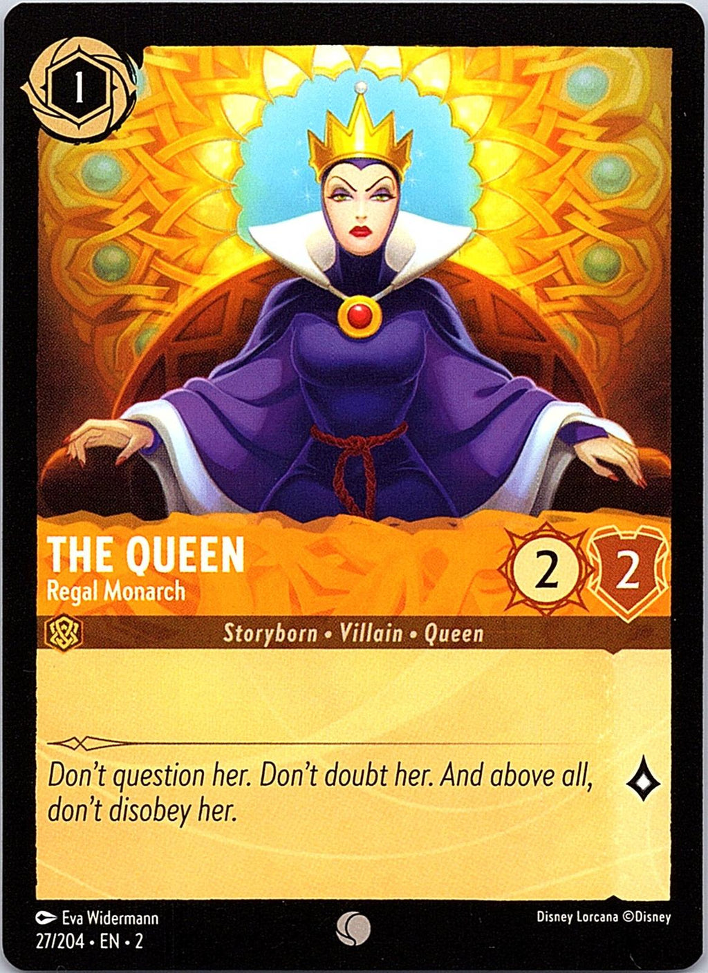 The Queen - Regal Monarch 27/204 Common Rise of the Floodborn Lorcana Near Mint