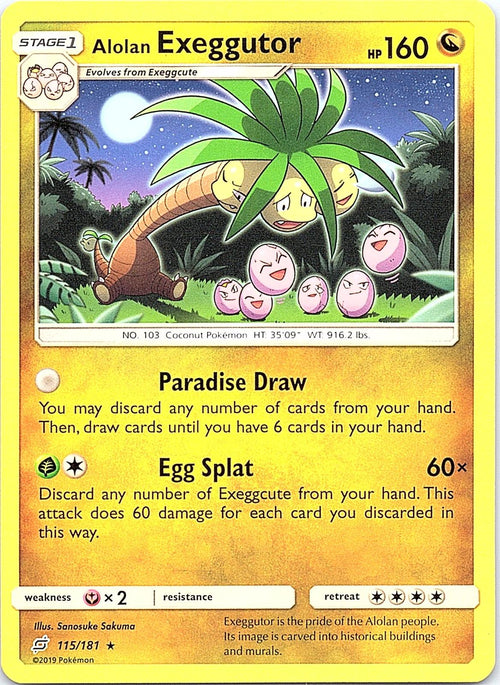 Alolan Exeggutor 115/181 Rare Team Up Pokemon Lightly Played