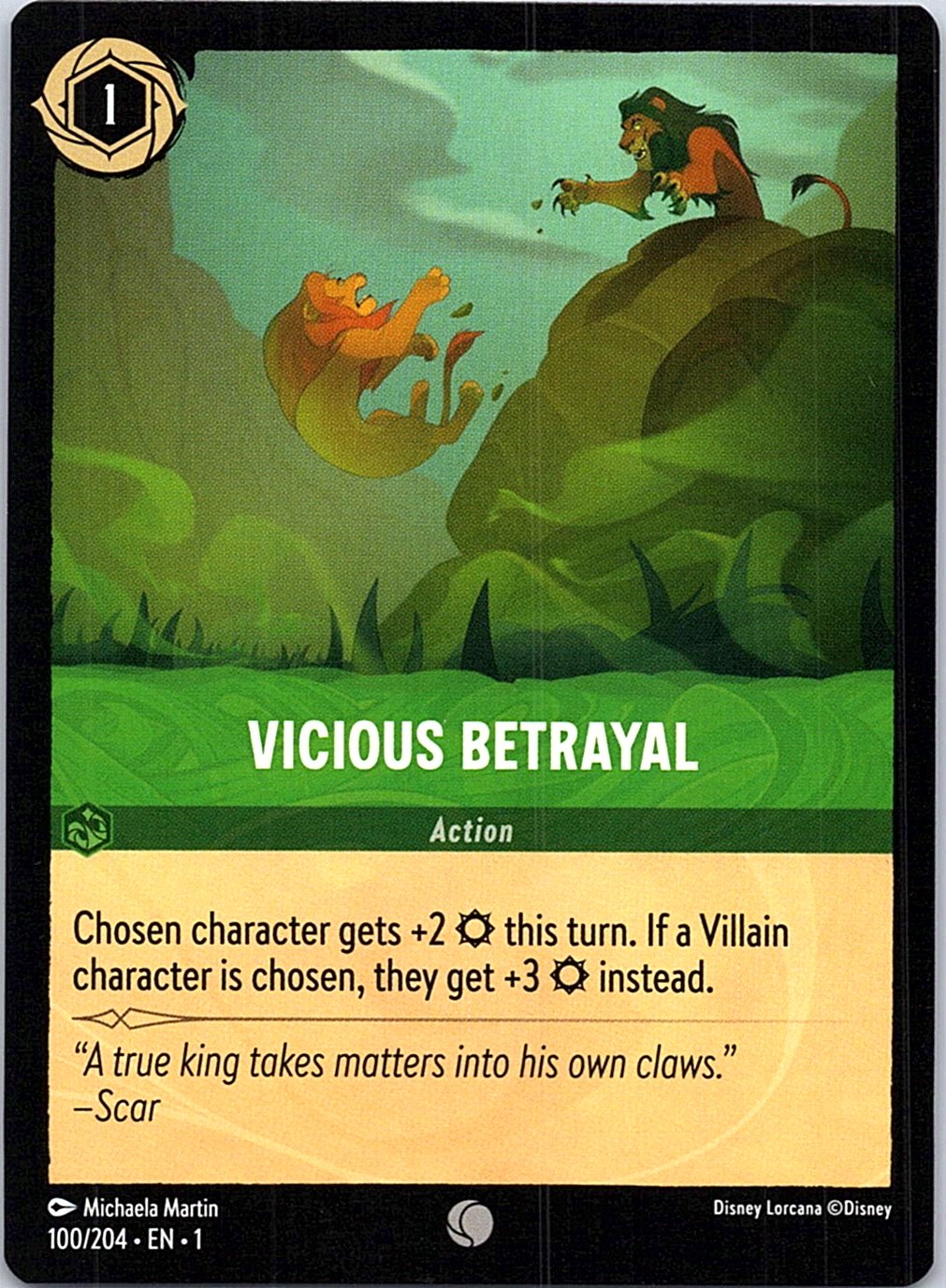 Vicious Betrayal 100/204 Common The First Chapter Lorcana Near Mint