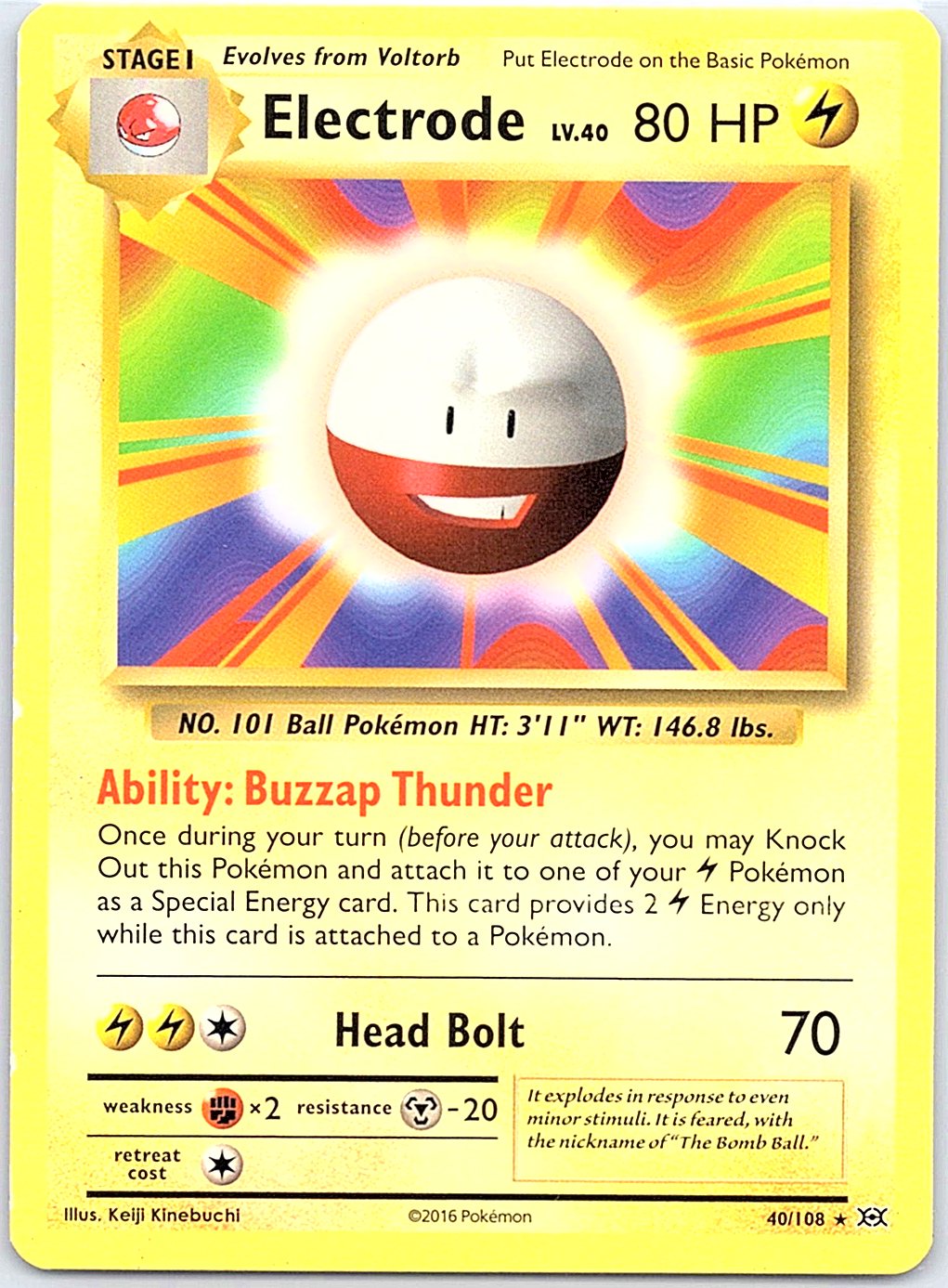 Electrode 40/108 Rare Evolutions Pokemon Moderately Played