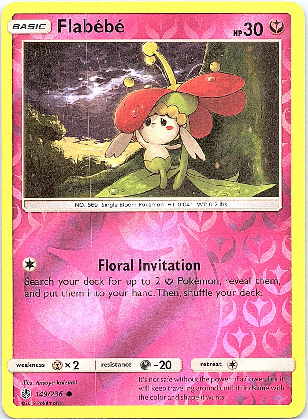 Flabebe 149/236 Common Cosmic Eclipse Pokemon Reverse Holo Moderately Played