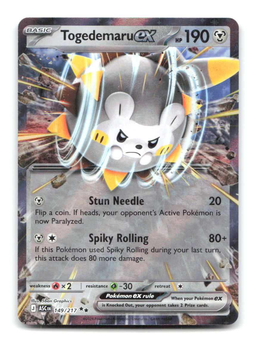 Togedemaru ex 149/217 Double Rare Ascended Heroes Pokemon Holo Near Mint