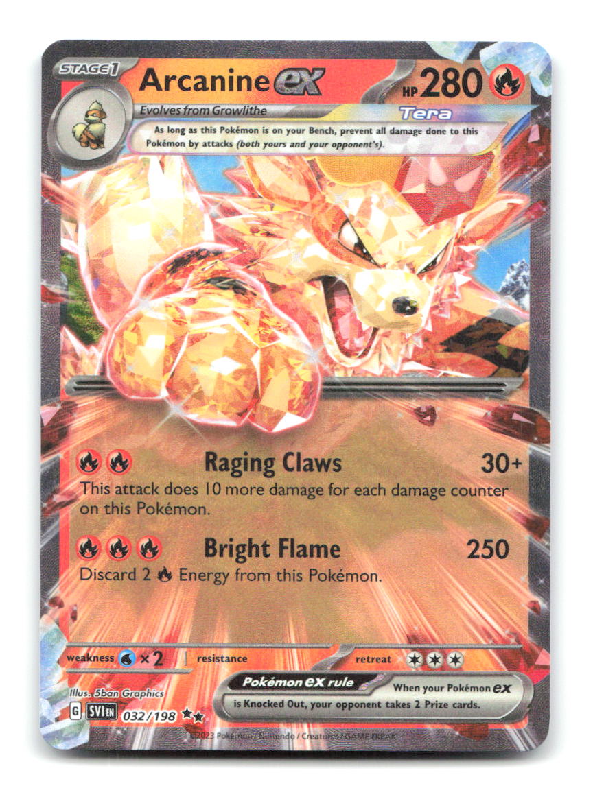 Arcanine ex 032/198 Double Rare Scarlet & Violet Pokemon Holo Near Mint