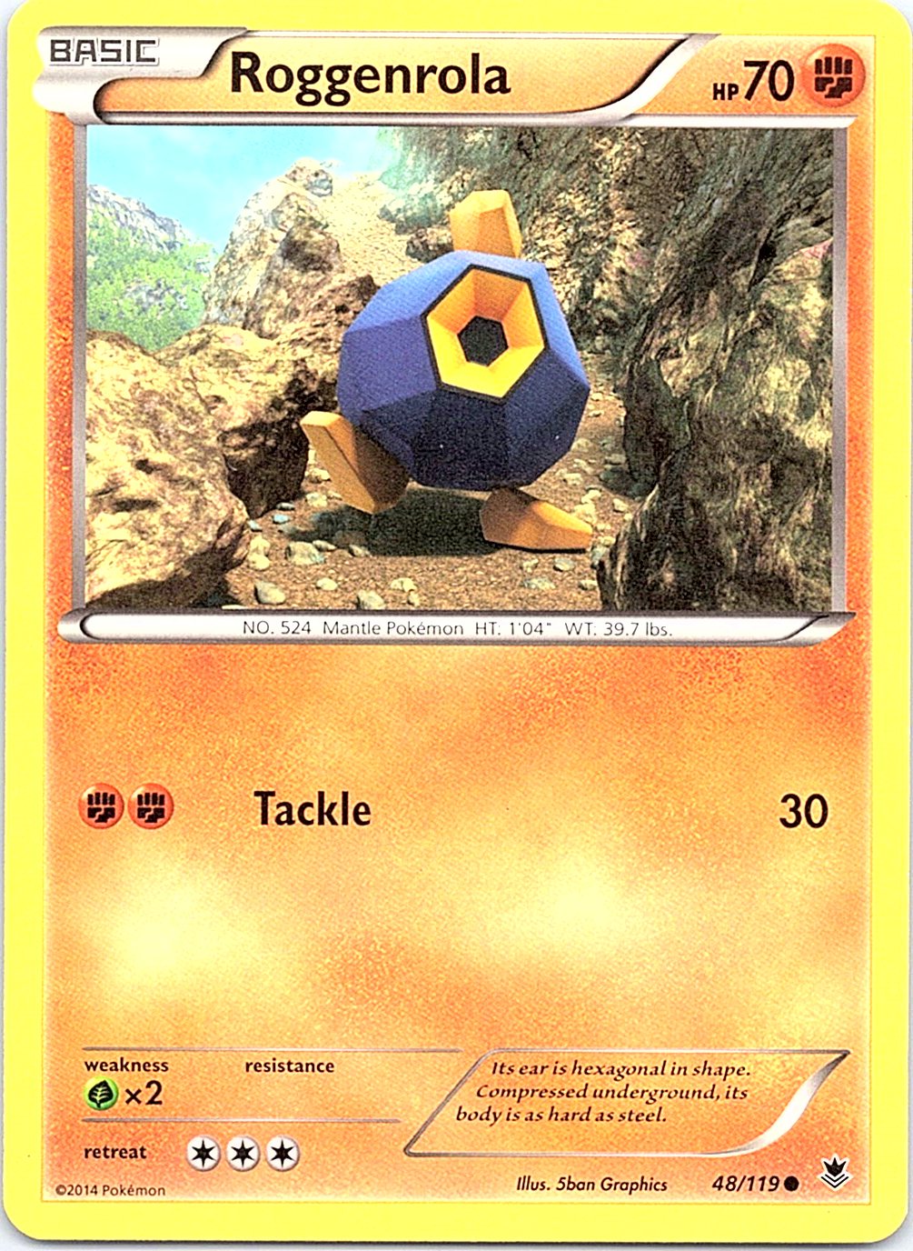 Roggenrola 48/119 Common Phantom Forces Pokemon Lightly Played