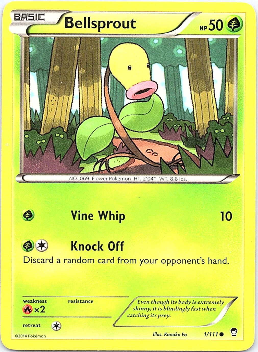 Bellsprout 1/111 Common Furious Fists Pokemon Moderately Played
