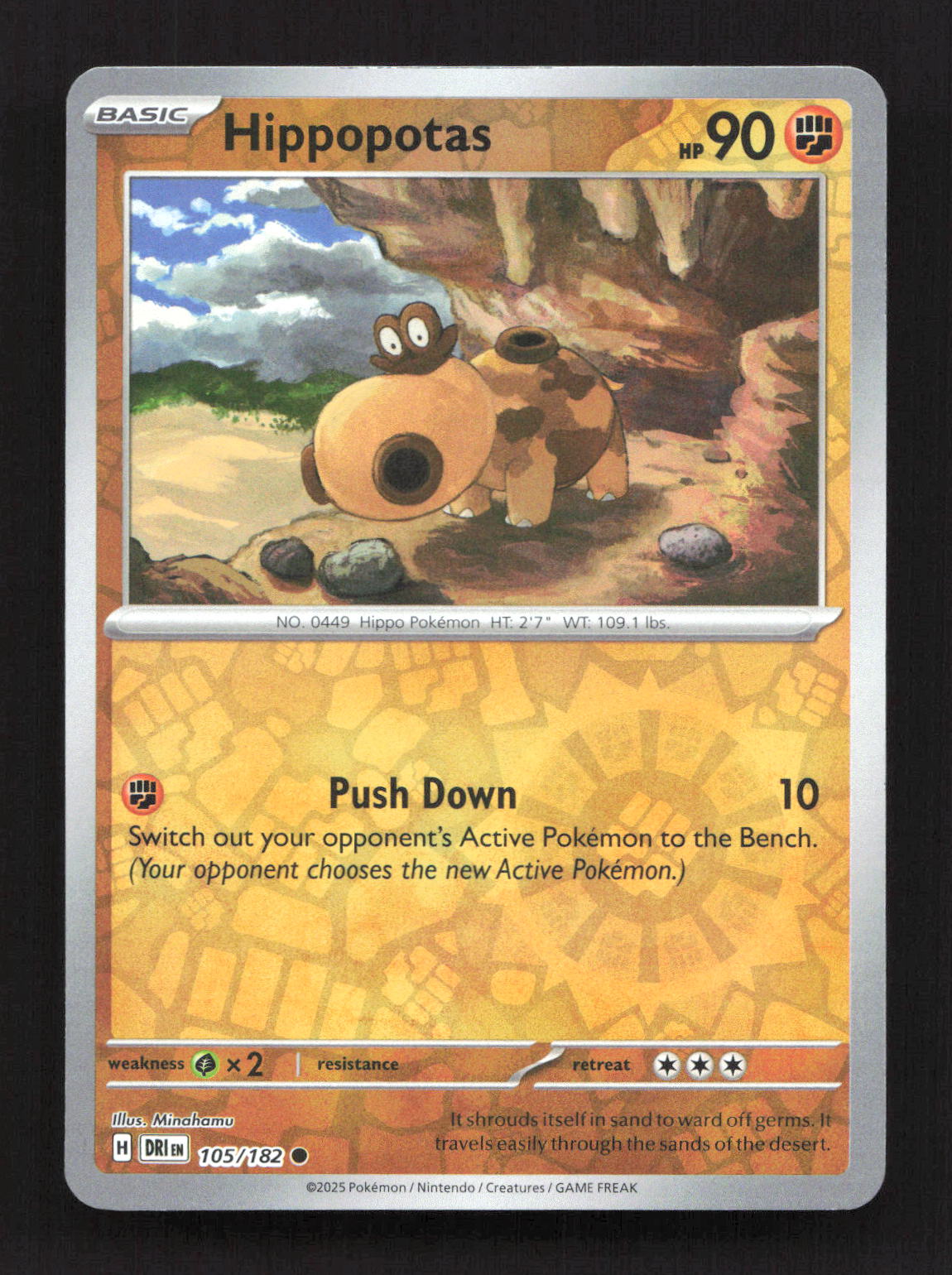 Hippopotas 105/182 Common Destined Rivals Pokemon Reverse Holo Near Mint