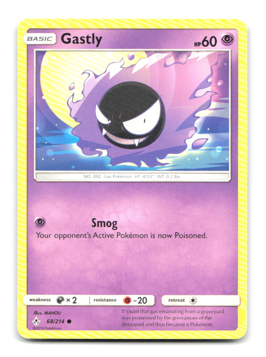 Gastly 68/214 Common Unbroken Bonds Pokemon Lightly Played