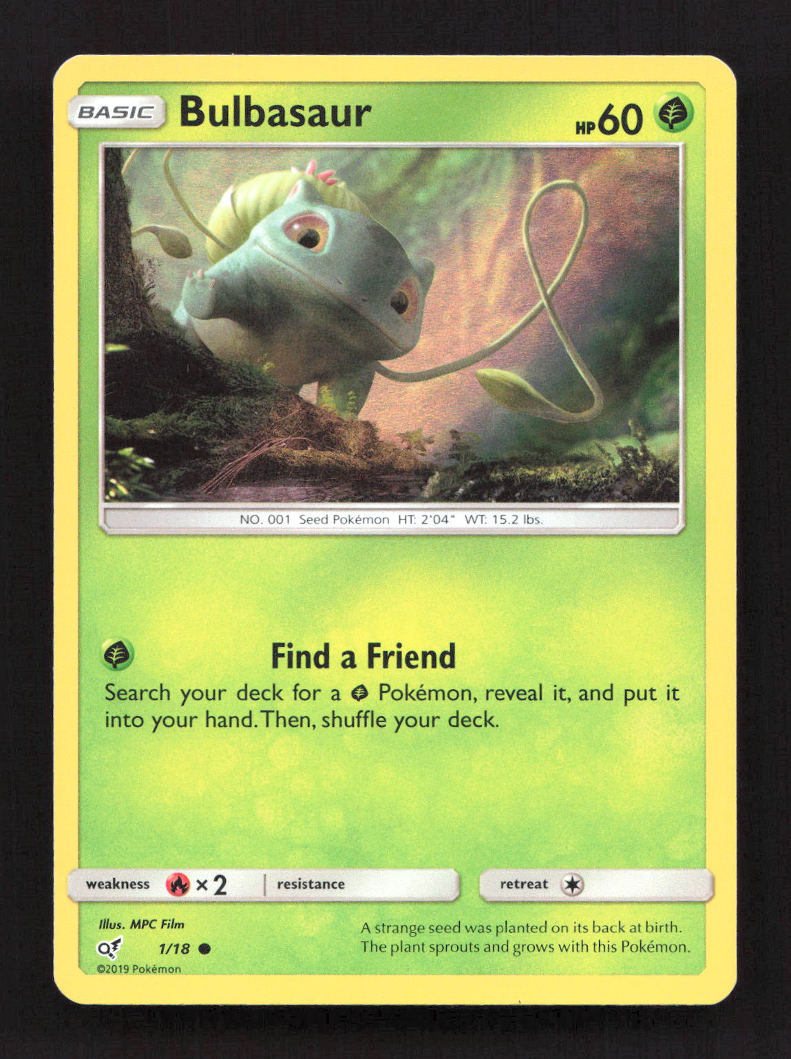 Bulbasaur 1/18 Common Detective Pikachu Pokemon Holo Lightly Played