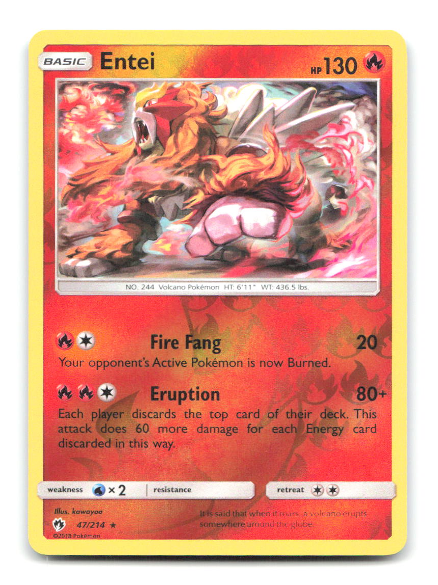 Entei 47/214 R Lost Thunder Pokemon Reverse Holo LP
