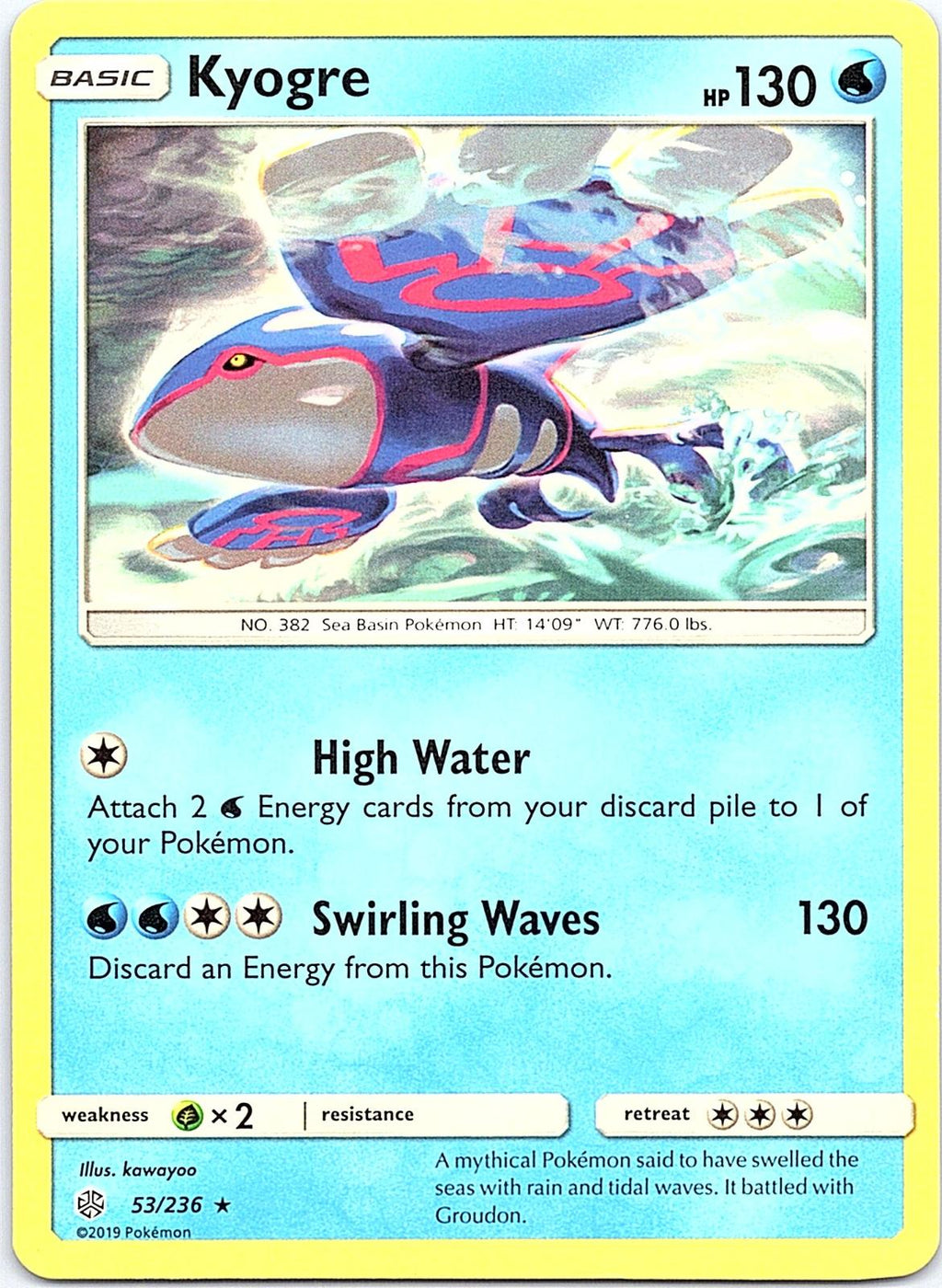 Kyogre 53/236 Rare Cosmic Eclipse Pokemon Lightly Played