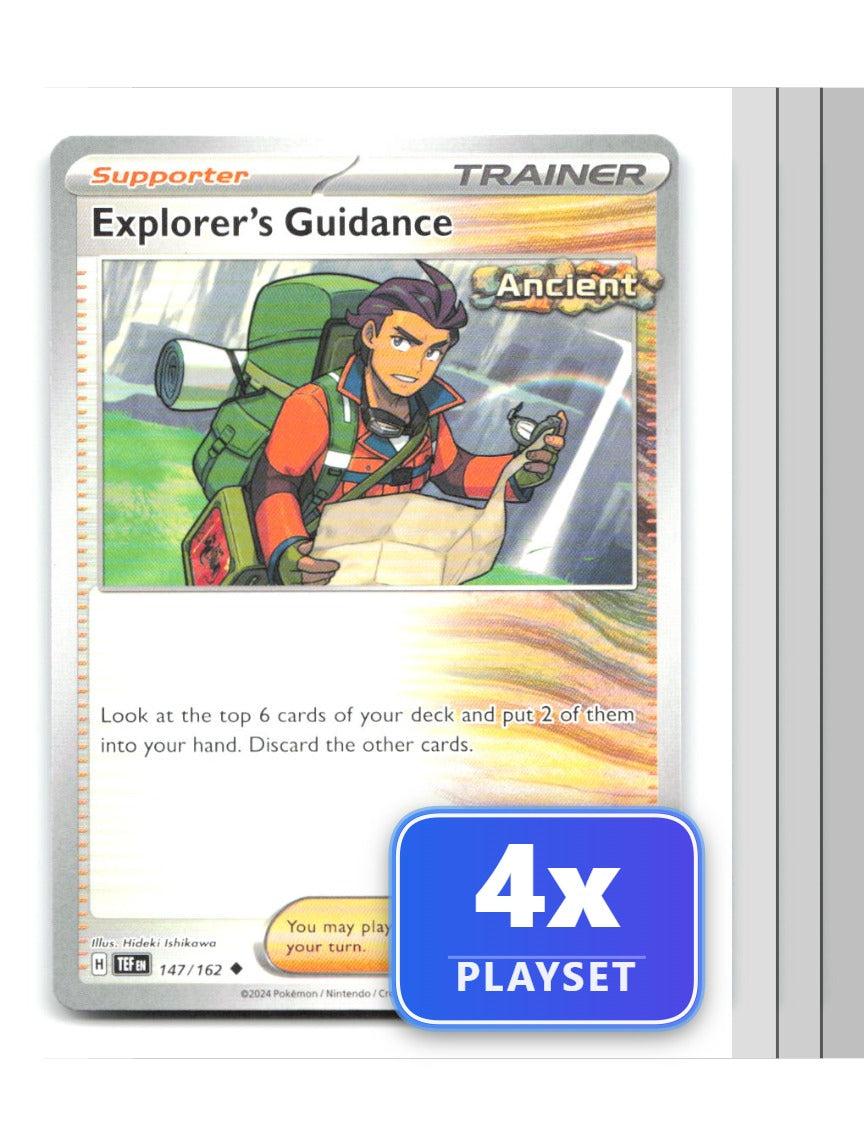 Playset of 4 Explorer's Guidance 147/162 Uncommon Temporal Forces Pokemon NM