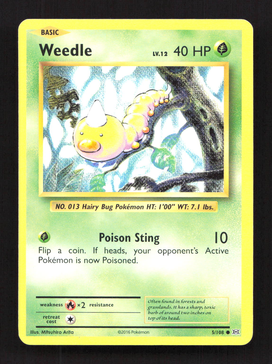 Weedle 5/108 Common Evolutions Pokemon Moderately Played