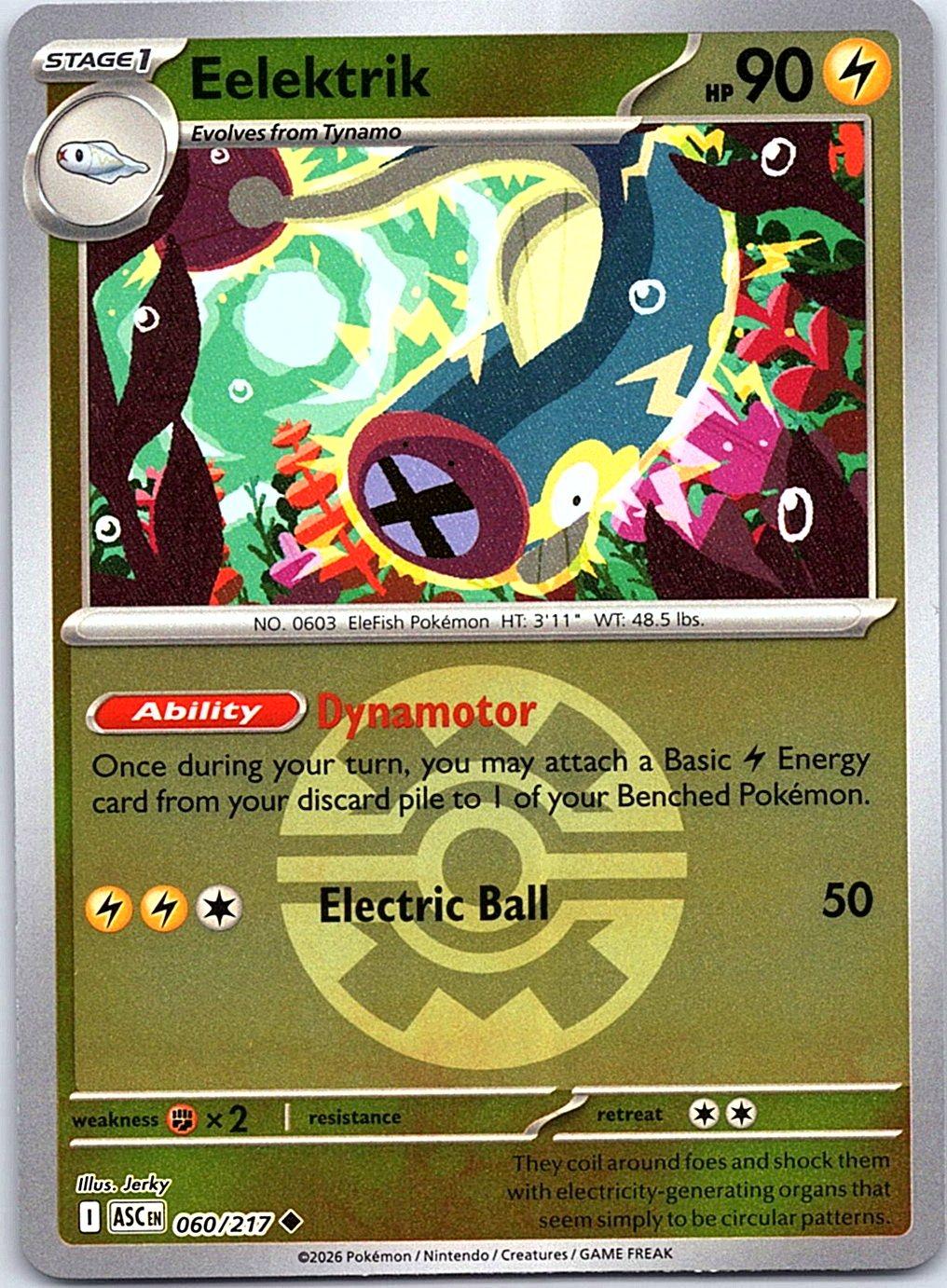 Eelektrik (Quick Ball) 060/217 Uncommon Ascended Heroes Pokemon Reverse Holo NM