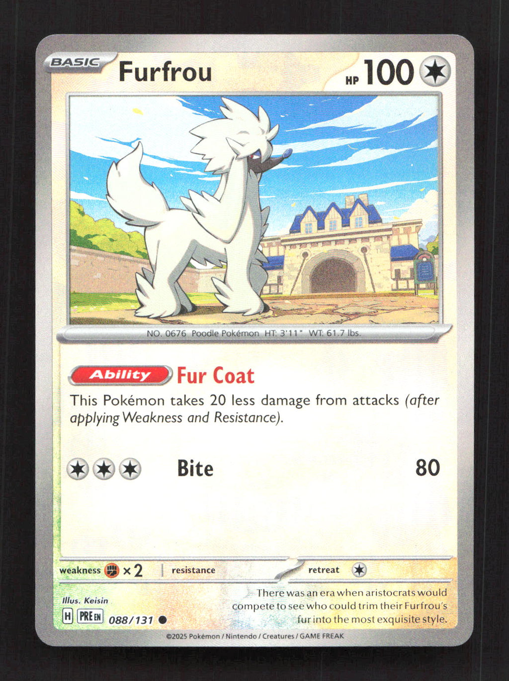 Furfrou (Poke Ball Pattern) 088/131 Holo Common Prismatic Evolutions Pokemon NM