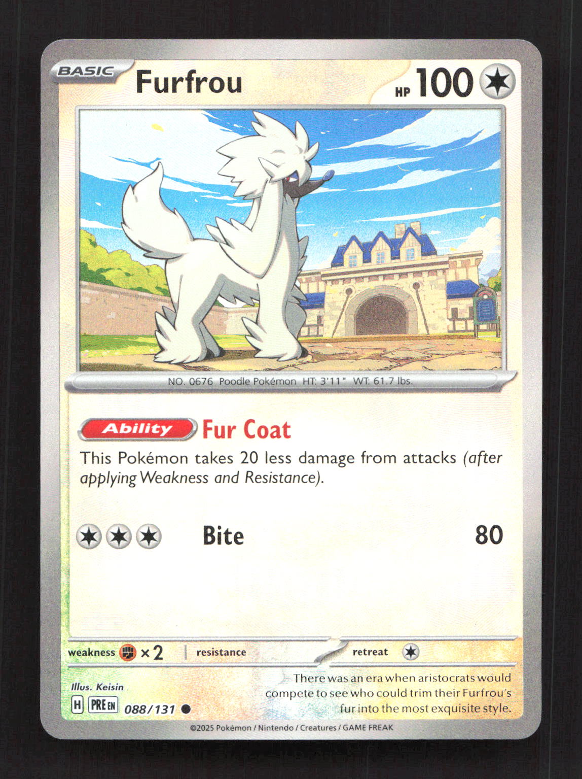 Furfrou (Poke Ball Pattern) 088/131 Holo Common Prismatic Evolutions Pokemon NM