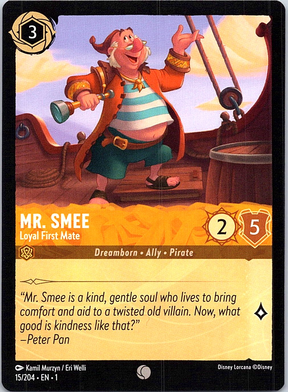 Mr. Smee - Loyal First Mate 15/204 Common The First Chapter Lorcana Near Mint