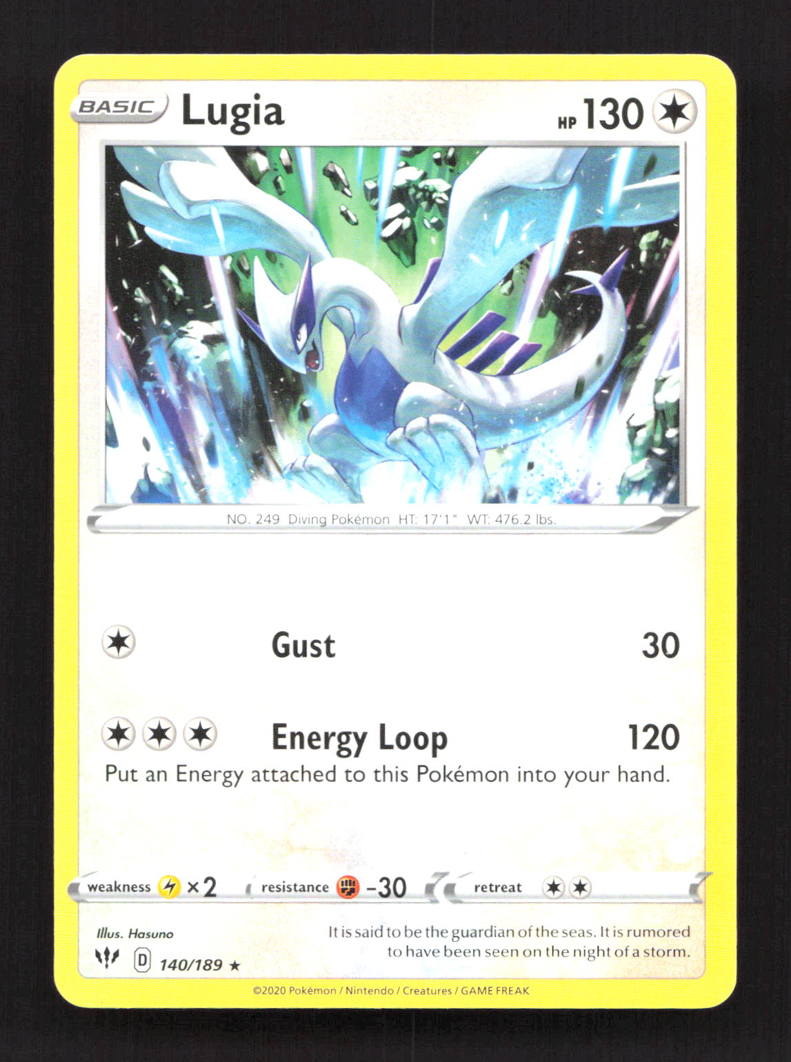 Lugia 140/189 Rare Darkness Ablaze Pokemon Lightly Played