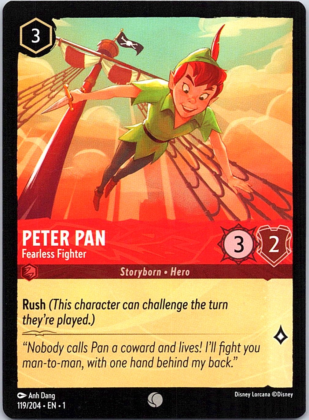 Peter Pan - Fearless Fighter 119/204 Common The First Chapter Lorcana Near Mint
