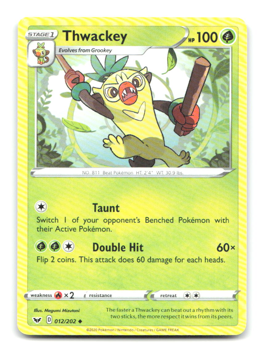 Thwackey 012/202 UC Sword & Shield Pokemon LP
