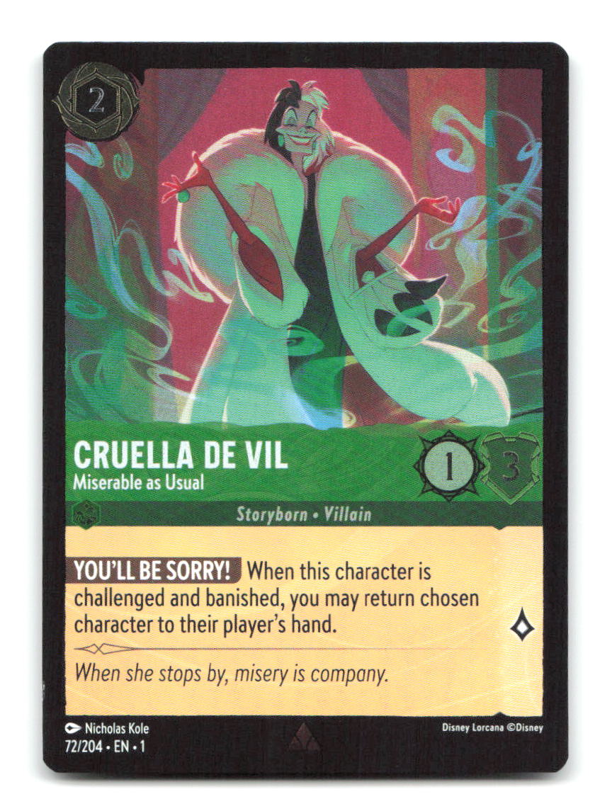 Cruella De Vil - Miserable as Usual 72/204 1 Lorcana Cold Foil NM