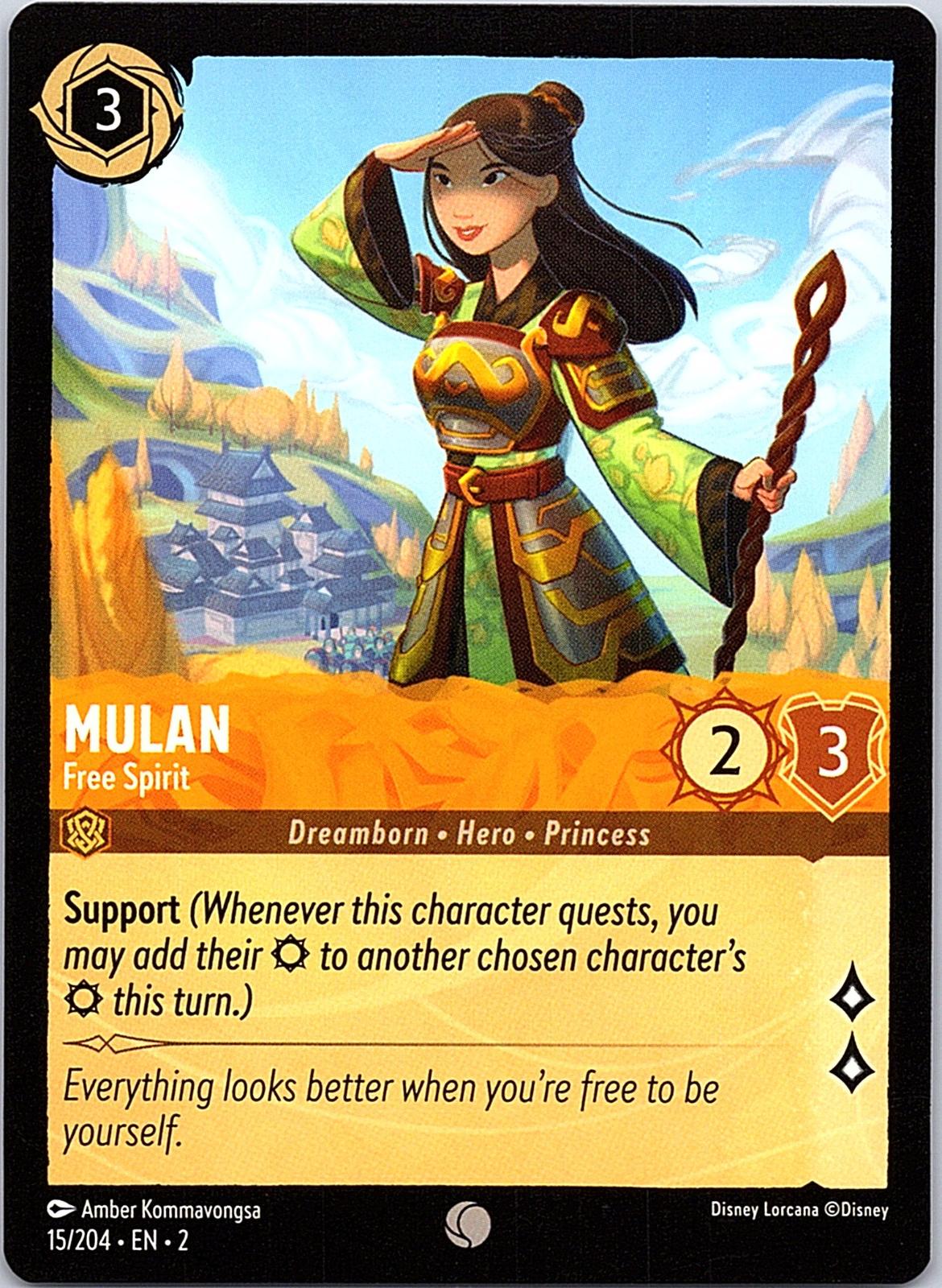 Mulan - Free Spirit 15/204 Common Rise of the Floodborn Lorcana Near Mint