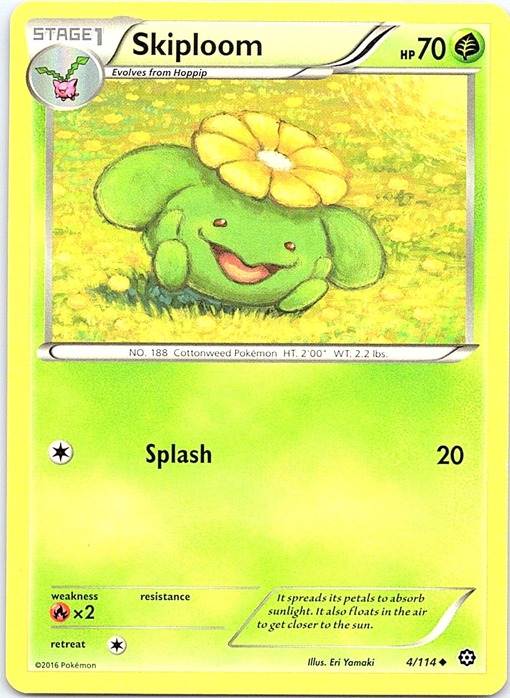 Skiploom 4/114 Uncommon Steam Siege Pokemon Moderately Played