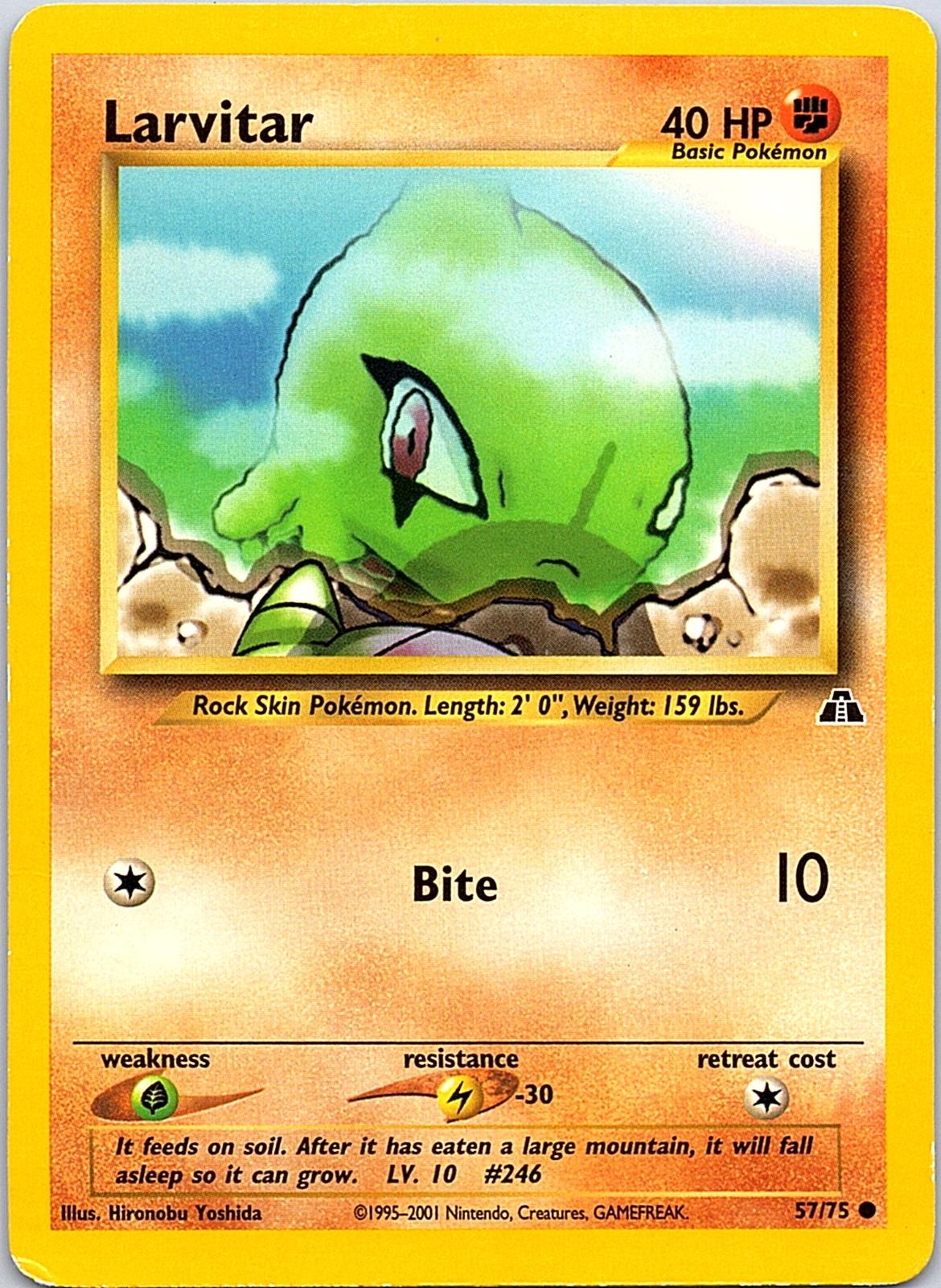 Larvitar 57/75 Common Neo Discovery Pokemon Unlimited Moderately Played