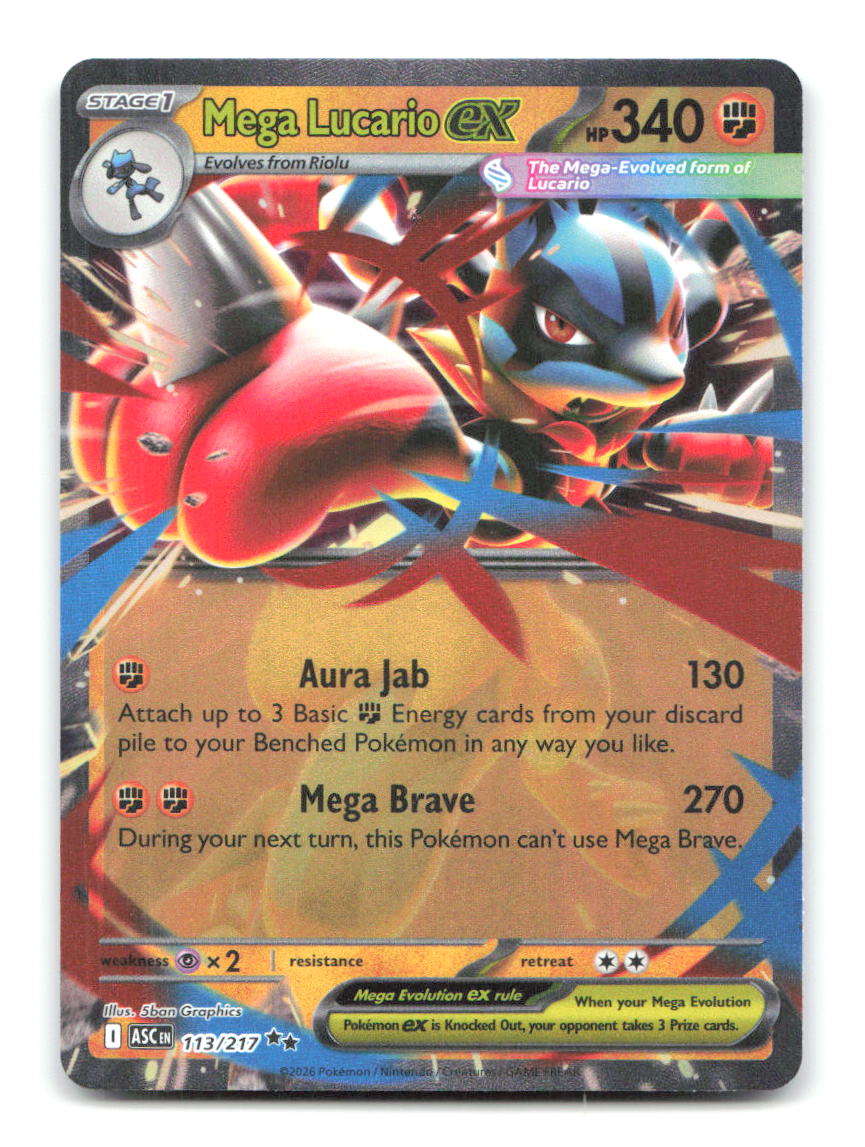 Mega Lucario ex 113/217 Double Rare Ascended Heroes Pokemon Holo Near Mint